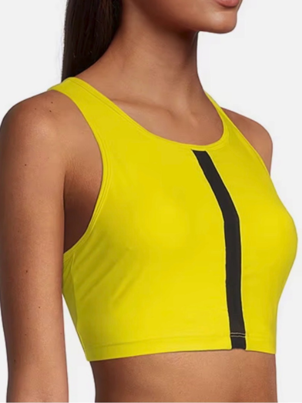 Sports Illustrated Medium Support Yellow Sports Bra Black Stripe Size Medium